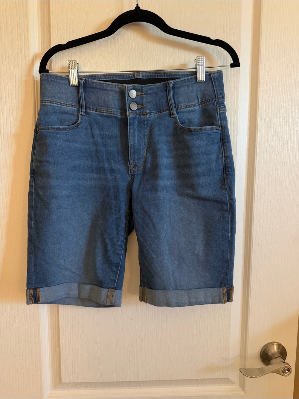 Apt. 9 Women's Rolled Hem Denim Bermuda Shorts - Blue
